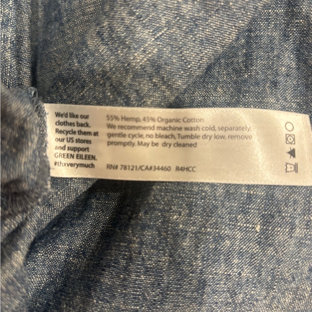 Eileen Fisher Hemp Organic Cotton Chambray Tunic Petite Small Sustainable Top - Picture 9 of 11